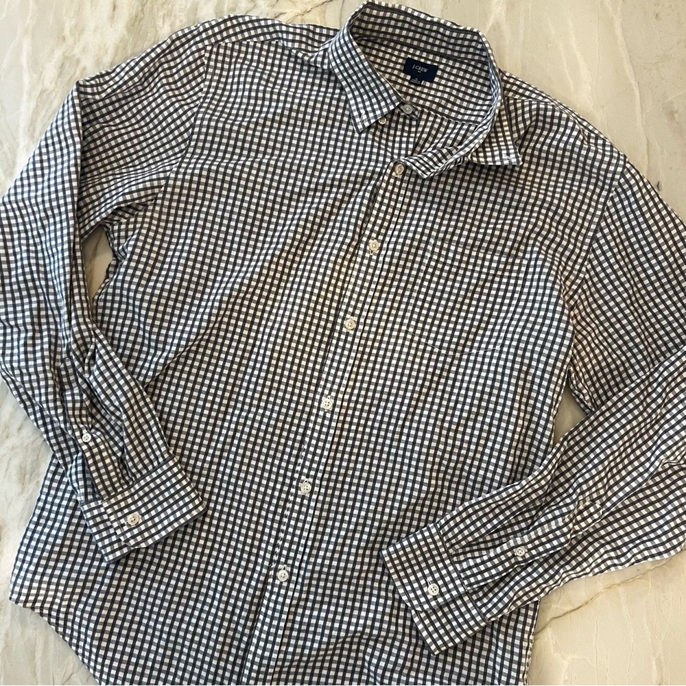 J. Crew Gray Plaid Button Down Shirt XL